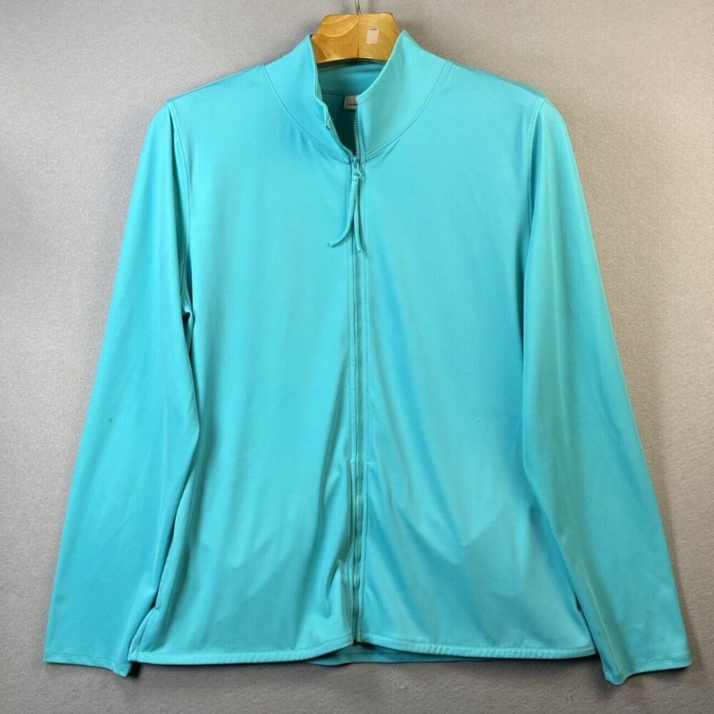 LL Bean Track Jacket Women's XL Blue Full Zip Pockets Outdoor Casual Vietnam EUC